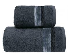 GRENO Handtuch Set 2 teilig, Baumwolle, Grau, 50 x 90, 2