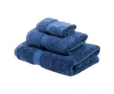 Superior - 3-teiliges Handtuchset aus Baumwolle, 900 Gramm, Marineblau