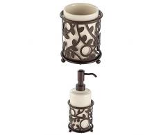 InterDesign 86541EU Vine Becher, vanille / bronze + Vine Seifenspender, vanille / bronze