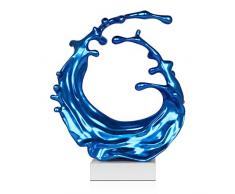 Arte Dal Mondo Welle Moderne Statue Harz Skulptur, Plastik, Blau, 60x43x18 cm