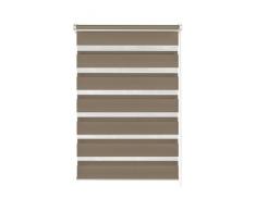 GARDINIA Doppelrollo zum Klemmen oder Kleben, Duo-Rollo/ Seitenzugrollo, Transparente und blickdichte Streifen, Alle Montage-Teile inklusive, Mocca, 100 x 150 cm (BxH)