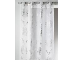 Home Maison 09406–8-AL Vorhang, Etamin, Bedruckt, leicht, mit runden Metallösen, 135 x 240 cm, Weiß/silberfarben, 135 x 240