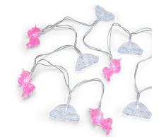MUSTARD - Unicorn Fairy Lights I LED Lichterkette I Kette mit LED-Leuchten I Einhorn I Deko-Lichter I geeignet für Indoor I dekorative Lichterkette mit 2 Saugnäpfen I Geschenkidee - Wolken/Einhörner