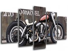 Wandbild - Harley Davidson Motorrad, altes Weinlese-Motorrad, 165 x 62 cm, Holzdruck - XXL Format - Kunstdruck, ref.26552
