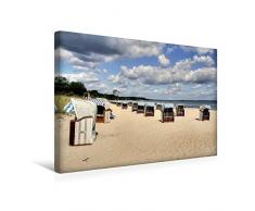 Calvendo Premium Textil-Leinwand 45 cm x 30 cm quer, Strand in Timmendorf | Wandbild, Bild auf Keilrahmen, Fertigbild auf echter Leinwand, Leinwanddruck Orte Orte