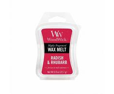 Woodwick Rettich und Rhabarber Duftwachs zum Schmelzen, 22.7 g, Glas, Rot/weiß, 6.1 x 7.3 x 2 cm