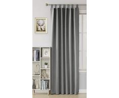 Deconovo Vorhang Blickdicht Gardinen Schlaufen Verdunkelungsvorhänge, Stoff, Hellgrau, 245x140