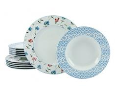 Creatable, 17288, Serie Country Annika, Geschirrset 12 teilig Tafelservice, Porzellan, Mehrfarbig, 29.5 x 23.5 x 32 cm, Einheiten