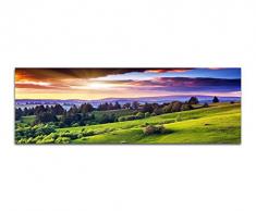 Panoramabild auf Leinwand und Keilrahmen 150x50cm Ukraine Landschaft Berge Wald Abendsonne