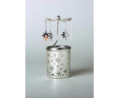 Kerzenfarm Hahn Glaskarussell Teelichthalter Windlicht 84346 Motiv Stern Größe 16 x 6 x 6 cm Glaskarussel, Glas, Silber 6 cm