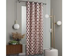 DecoKing 140x245 beige Vorhang Ösenschal Fensterdekoration geometrisches Muster Blickdicht braun Schoko Cappuccino Hypnosis Triangles