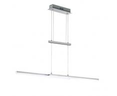 WOFI Pendelleuchte, Aluminium^Acryl, Integriert, 24 W, nickel matt, 110 x 9 x 150 cm