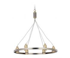Relaxdays, silber Kronleuchter industrial, 6-flammige Pendelleuchte, Eisen, Vintage Look, E27-Fassung, Ring-Ø 55 cm, gold, 80 x 55 x 55 cm
