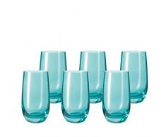 Leonardo 014906 Set 6 Becher Wassergläser groà Sora, spülmaschinenfest, laguna türkis / blau