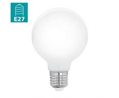 EGLO LED E27 Lampe, Glühbirne Globe Milky, LED Lampe, 8 Watt (entspricht 75 Watt), 1055 Lumen, E27 LED warmweiß, 2700 Kelvin, LED Leuchtmittel, Glühlampe G80, Ø 8 cm