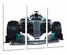 Wandbild - Mercedes Formel 1 Auto, Hamilton, Bottas 2017, 97 x 62 cm, Holzdruck - XXL Format - Kunstdruck, ref.26619