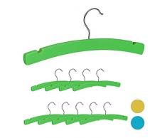 Relaxdays Kleiderbügel Kinder 10er Set, 360° drehbarer Haken, Kerben, Babykleiderbügel, Jungen & Mädchen, Holz, grün