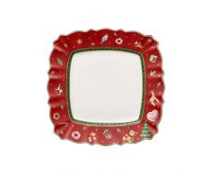 Villeroy & Boch Toys Delight Frühstücksteller, eckiger kleiner Teller aus Premium Porzellan, mikrowellengeeignet, rot/bunt, 24 cm