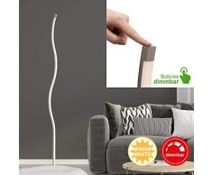 Briloner Leuchten LED Stehlampe, Wellenförmig, Stufenlos Dimmbar, 1200 Lumen, Metall, 12 W, Matt-Nickel, 25 x 25 x 148 cm
