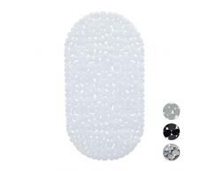 Relaxdays Badewannenmatte Steinoptik, rutschfeste Badeeinlage mit Saugnäpfen, waschbare Rutschmatte, 36 x 68 cm, weiß