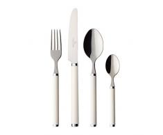 Villeroy & Boch Play! White Pearl Tafelbesteck, fÃ¼r bis zu 6 Personen, 24-teilig, Edelstahl, Griff aus weiÃem Kunststoff