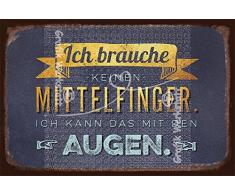 Grafik Werkstatt Wand-Schild | Vintage-Art |Ich Brauche keinen Mittelfinger. Ich kann das mit den Augen | Retro | Nostalgic Deko | Blechschild, Metall, uni, 30 x 20 cm
