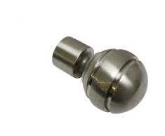 GARDINIA Endknöpfe für Gardinenstangen, 2 x Endstück Kugel, Serie Chicago, Metall, Edelstahl-Optik, Durchmesser 20 mm