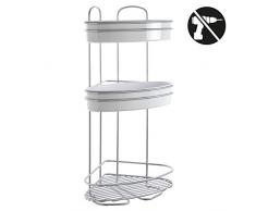 Metaltex Orbit Eckregal 3-Etg. mit 2 Kleinteile Ablagen, Metall, Chrom/weiß, 21 x 21 x 53 cm