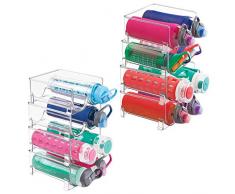 mDesign 8er-Set modernes Weinflaschenregal – stapelbares Flaschenregal für Wasserflaschen und Trinkflaschen – stilvoller Weinflaschenhalter für die Küche und Vorratskammer – transparent