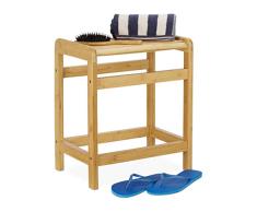Relaxdays Badhocker Bambus, natürliche Optik, Sitzhocker für Garderobe, Blumenhocker, HBT: 50,5 x 41,5 x 29,5 cm, natur