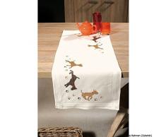 Vervaco Tischläufer Spielende Hunde Stickpackung/Läufer im vorgedruckten/vorgezeichneten Kreuzstich, Baumwolle, Mehrfarbig, 40 x 100 x 0.3 cm