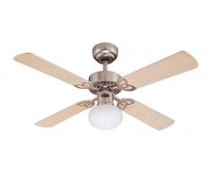 Westinghouse Lighting 7227240 Vegas, Traditioneller Deckenventilator mit Beleuchtung, 105 cm, Oberfläche gebürstetes Aluminium, Opal-Mattglas