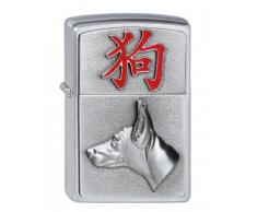 Zippo Feuerzeug 2002458 2006 Year of The Dog Benzinfeuerzeug, Messing, Satin Chrome, 1 x 3,5 x 5,5 cm