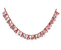 Heitmann Deco Adventskalender Kette zum Befüllen und Aufhängen - Stoff-Weihnachtskalender - Grau, Beige, Rot, weiß