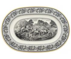 Villeroy & Boch Audun Ferme Servierplatte, 34 cm, Premium Porzellan, WeiÃ/Grau/Gelb
