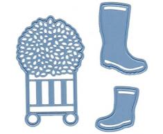 Marianne Design Creatable Buchsbaum Stiefel Stanzform-Cutting Die, Metall, blau, 16 x 11 x 0.5 cm