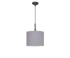 Trio Leuchten 305000111 Hood A++ to E, Pendelleuchte, E27, Stoffschirm Grau, 36 x 36 x 150 cm