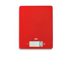 ADE Digitale Küchenwaage KE 1800-1 Leonie (Elektronische Waage für Küche und Haushalt, extrem flach, präzises Wiegen bis 5 kg, Zuwiegefunktion) rot