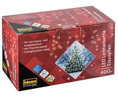 Idena 31819 - LED Lichterkette Eiszapfen mit 400 LED in weiß, mit 8 Stunden Timer Funktion, Innen und Außenbereich, für Partys, Weihnachten, Deko, Hochzeit, als Stimmungslicht, ca. 10 m