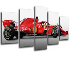 Wandbild - Formel 1 Auto, Ferrari F1 SF71-H, Ferrari F1 2018, Sebastian Vettel, Kimi Raikkonen, 165 x 62 cm, Holzdruck - XXL Format - Kunstdruck, ref.27113