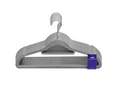JVL Simple-Kollektion Velvet Touch dünn platzsparend rutschfest Kleiderbügel 50 Stück, recyceltem ABS Kunststoff, Nylon, Zink, grau, 41, 5 x 0,5 x 22,5 cm