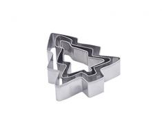 Dr. Oetker Ausstecher 3er Tannenbaum, Ausstechformen für die Weihnachtszeit, Ausstecher aus rostfreiem Edelstahl - spülmaschinengeeignet (Farbe: Silber), Menge: 1 x 3er Set