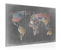 Bilder Weltkarte World Map Wandbild 120 x 80 cm Vlies - Leinwand Bild XXL Format Wandbilder Wohnzimmer Wohnung Deko Kunstdrucke Bunt 3 Teilig - MADE IN GERMANY - Fertig zum Aufhängen 107631a
