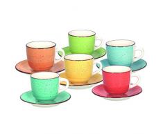 Tognana LS18502M043 Set aus 6 Espressotassen mit Teller, C250 Art & Pepper, Stoneware