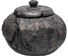 Kare Design Deko Gefäß Elemento Schwarz 36cm, handgefertigte Schale mit Deckel als Aufbewahrungsbox, verschiedene Ausführungen erhältlich (H/B/T) 36x46x56cm