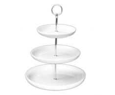 Holst Porzellan Etagere mit 3 Ebenen 35 cm, Porzellan, weiß/silber, 27.5 cm