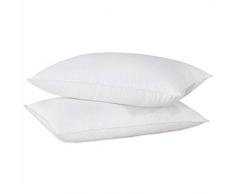 Downcy - Waschbare weiße Federkissen, mittlere/feste Unterstützung, Obermaterial 100 % Baumwolle, 48 x 74 cm (2 Stück)