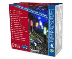 Konstsmide 6020-500 LED Minilichterkette / für Außen (IP44) / 24V Außentrafo / 80 bunte Dioden / grünes Kabel