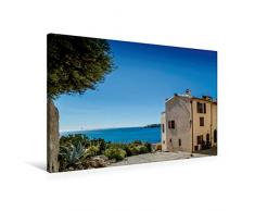 Calvendo Premium Textil-Leinwand 90 cm x 60 cm quer, CÔTE DAZUR Antibes | Wandbild, Bild auf Keilrahmen, Fertigbild auf echter Leinwand, Leinwanddruck: Idyllischer Meeresblick Orte Orte