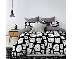 DecoKing 84984 Bettwäsche 155x220 cm mit Kissenbezug 80x80 schwarz weià grau anthrazit graphit stahl geometrisches Muster Bettbezüge Microfaser Bettwäschegarnituren black white grey antrazit steel Hypnosis Collection Broken Glass